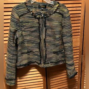 Greylin - Anthropologie Tweed Boucle Jacket with Multicolor Accents